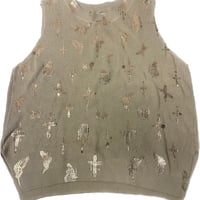 Virvar stof 005-27 foil print no sleeve tops
