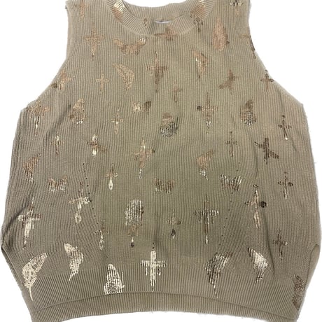 Virvar stof 005-27 foil print no sleeve tops