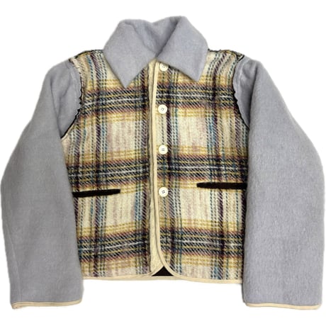 25-02-21  fluffy check jacket(ice blue)  ［PullQus］
