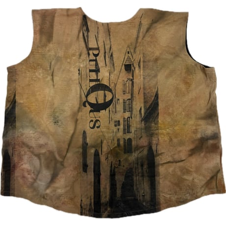 25-08-05  silkscreen no sleeve tops(brown)  ［PullQus］