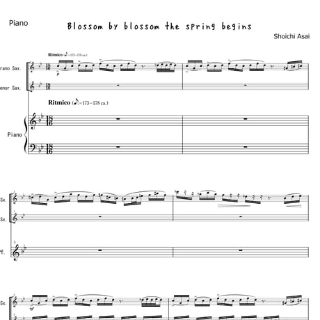 Blossom by blossom the spring begins for 2 Saxophones and Piano