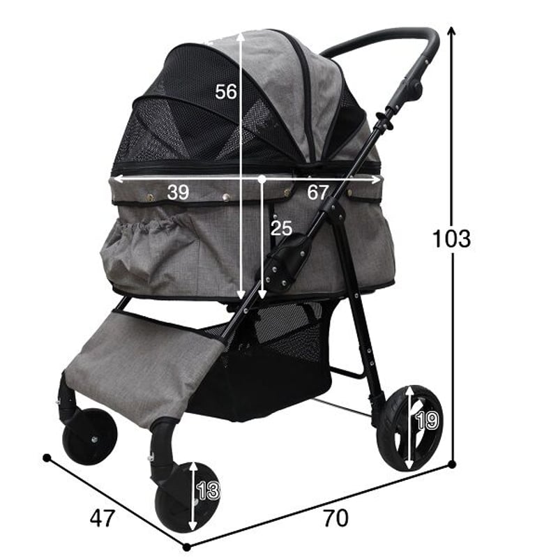耐荷重30kg!ココハート 4輪ペットカート/ペットバギー 耐荷重30kg!ココハート 4輪ペットカート/ペットバギー
