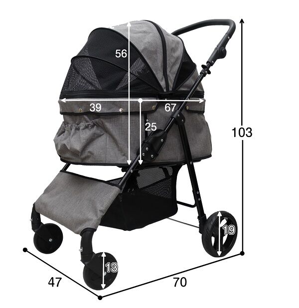 耐荷重30kg!ココハート 4輪ペットカート/ペットバギー 耐荷重30kg!ココハート 4輪ペットカート/ペットバギー