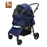 耐荷重30kg！ココハート ４輪ペットカート/ペットバギー 甘えん坊バギーBIG デニム　中型犬　多頭飼い