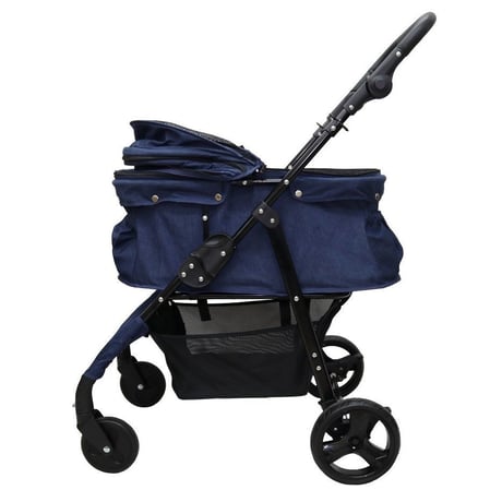 在庫調整の為大特価！耐荷重30kg！ココハート ４輪ペットカート/ペットバギー 甘えん坊バギーBIG デニム　中型犬　多頭飼い