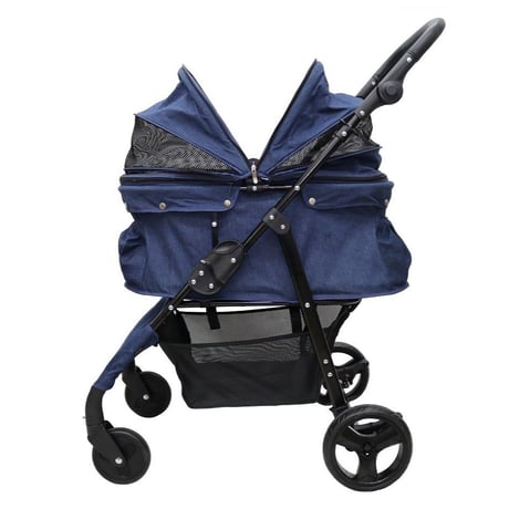 在庫調整の為大特価！耐荷重30kg！ココハート ４輪ペットカート/ペットバギー 甘えん坊バギーBIG デニム　中型犬　多頭飼い