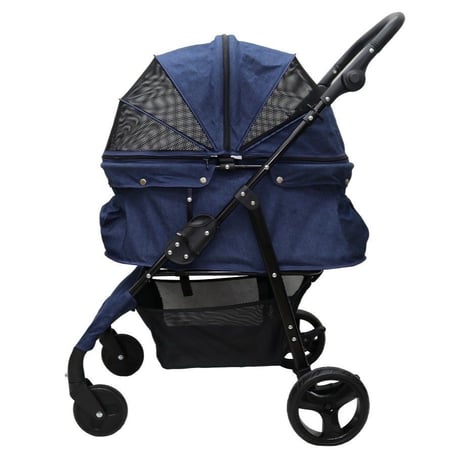 在庫調整の為大特価！耐荷重30kg！ココハート ４輪ペットカート/ペットバギー 甘えん坊バギーBIG デニム　中型犬　多頭飼い