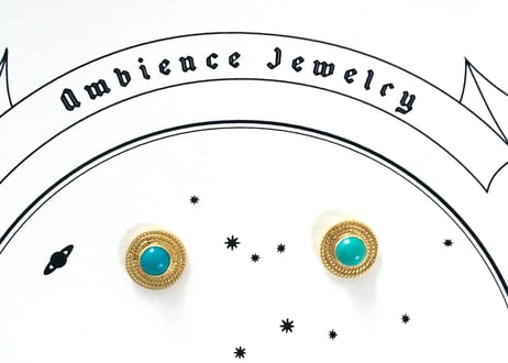 Sun moon studs Pierce / Tourqouise