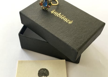 Multi color gems ring / Blue Kynite in center