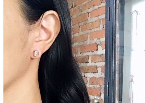 Sunmoon simple studs / Rainbow moonstone Oval