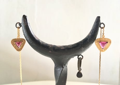 January birthstone / Garnet / triangle pierce