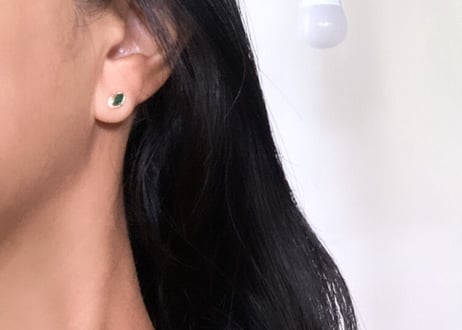 Marquise emerald pierced earring