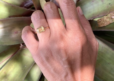 Citrine square Ring