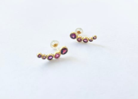 5 raindrops pierce / Garnet , tourmaline