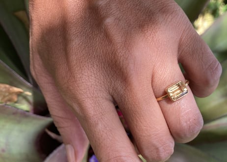Citrine square Ring