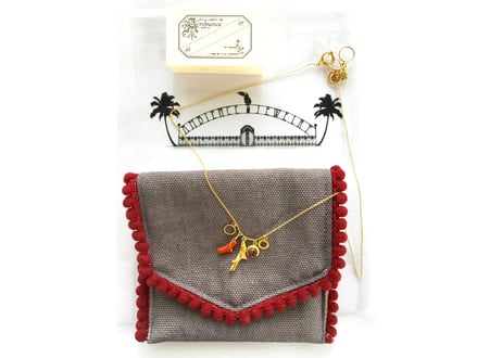 Red coral gold necklace