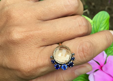 Crescent and full moon Ring