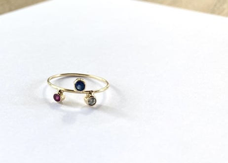 Spacecraft Ring  / Ruby, blue sapphire, Diamond