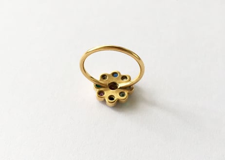 Multi color gems Ring / garnet in center