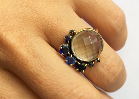Crescent and full moon Ring