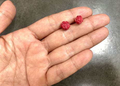 Red coral Rose / pierced earring