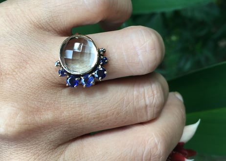 Crescent and full moon Ring