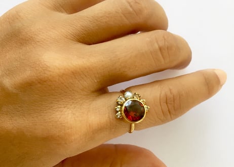 Planet and crescent moon Ring