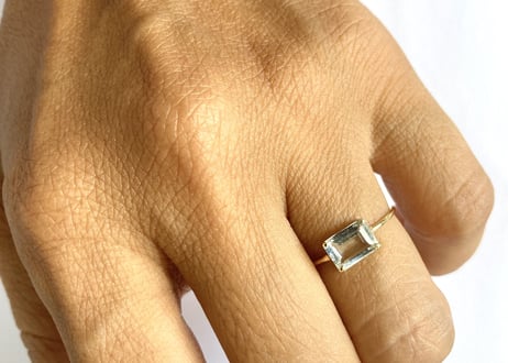 Aquamarine square Ring