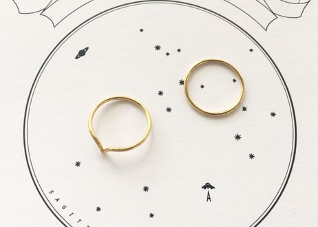 Plain and wave ring / pair / open order for your size