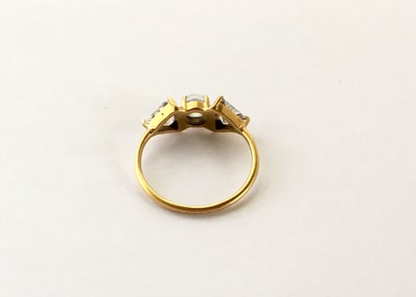 Moon solitaire Ring / rainbow moonstone & white zircon