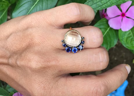 Crescent and full moon Ring