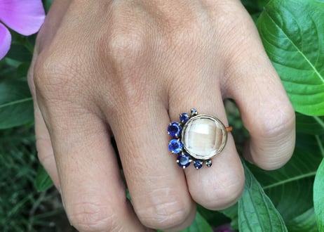 Crescent and full moon Ring