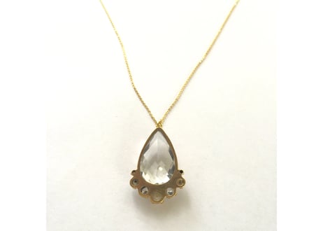 Tear moon necklace / Crystal , Pearl, whitezircon