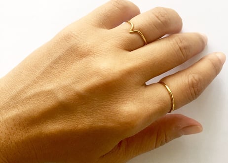 Plain and wave ring / pair / open order for your size
