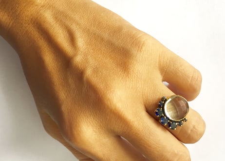 Crescent and full moon Ring
