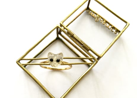 Sample sale/ Kitty Catty Ring / Crystal/ Black rough Diamond