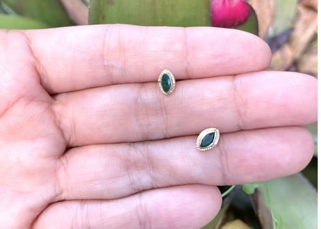 Marquise emerald pierced earring