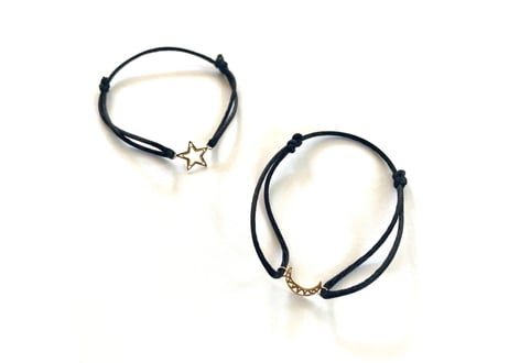 Midnight glow code bracelate / star and moon charm