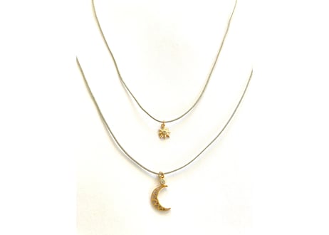 Urban glow code necklace Silver / Star and moon charm