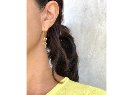 Iolite star pierced earring