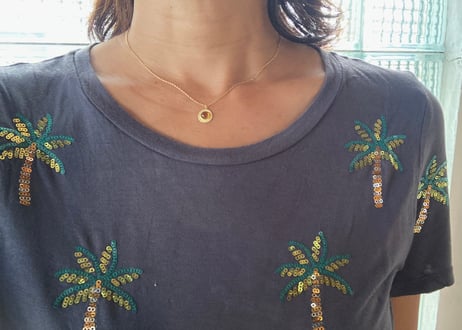 One Kind 1stone sun moon necklace / Yellow tourmaline