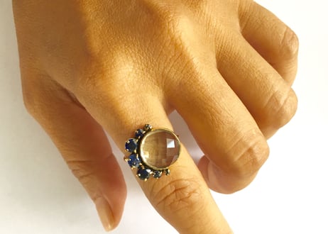 Crescent and full moon Ring