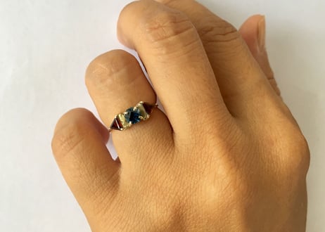 Blue Hexagon Ring