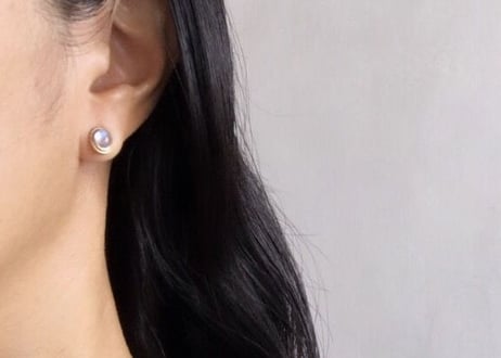 Sunmoon simple studs / Rainbow moonstone Oval
