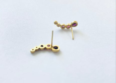 5 raindrops pierce / Garnet , tourmaline