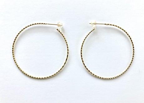 Twisted big thin hoop pierced earring