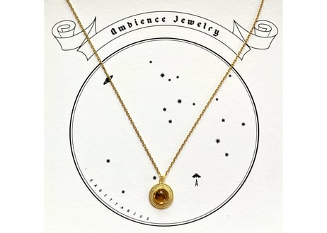 One Kind 1stone sun moon necklace / Yellow tourmaline