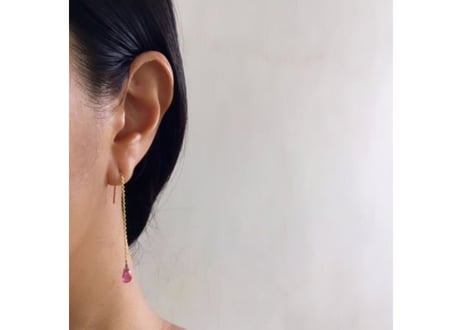 Ruby Tear drop chain / pierce