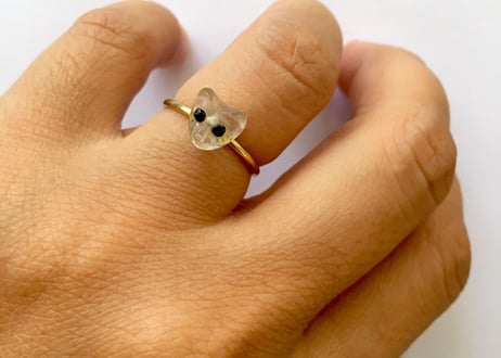 Sample sale/ Kitty Catty Ring / Crystal/ Black rough Diamond