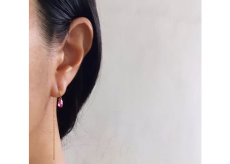 Ruby Tear drop chain / pierce